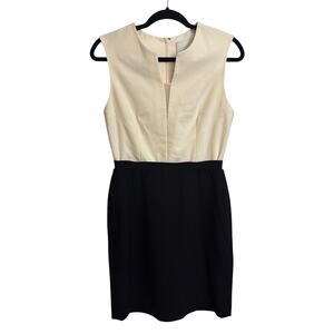 3.1 Phillip Lim Mini Dress Womens 6 Black Cream Sheath Sleeveless V-Neck Wool